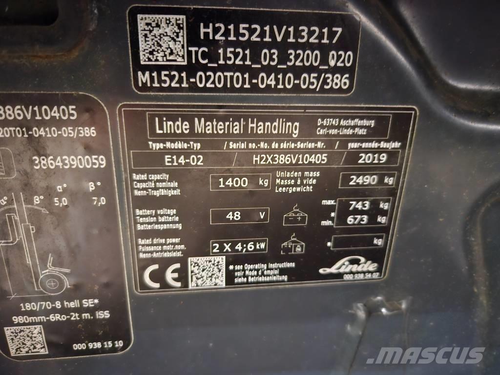 Linde E14 شاحنات ذات رافعات شوكية تعمل بالكهرباء