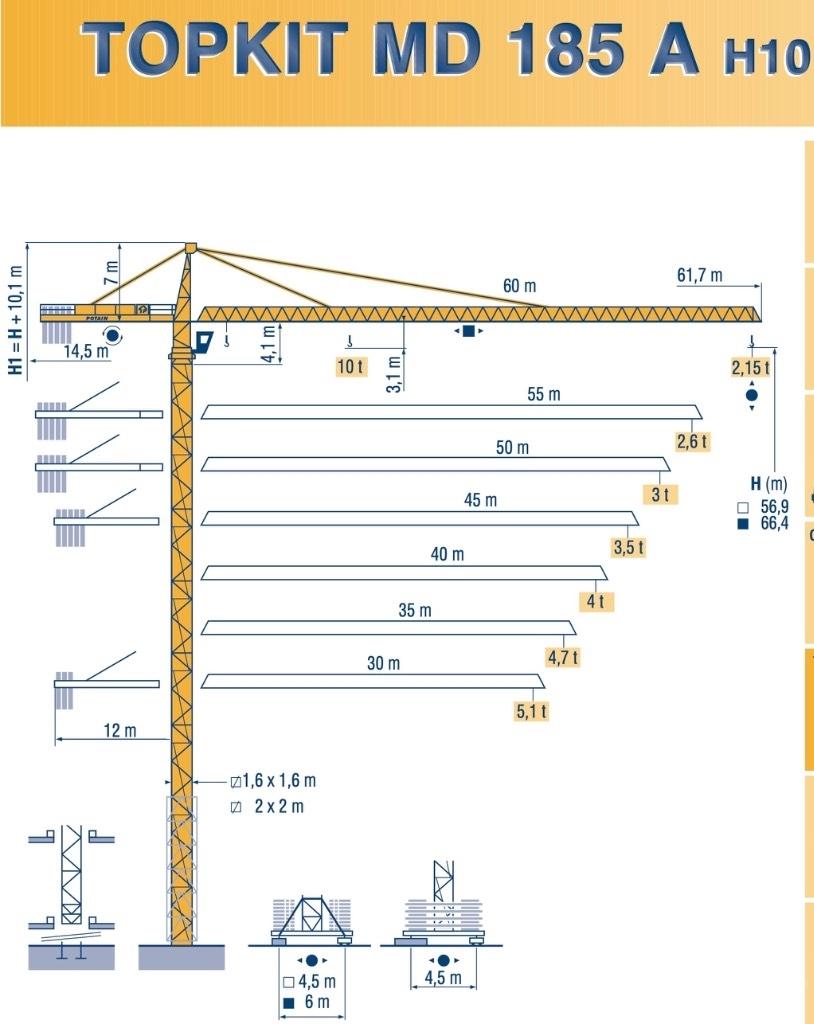 Potain MD 185 A H10 رافعات برجية