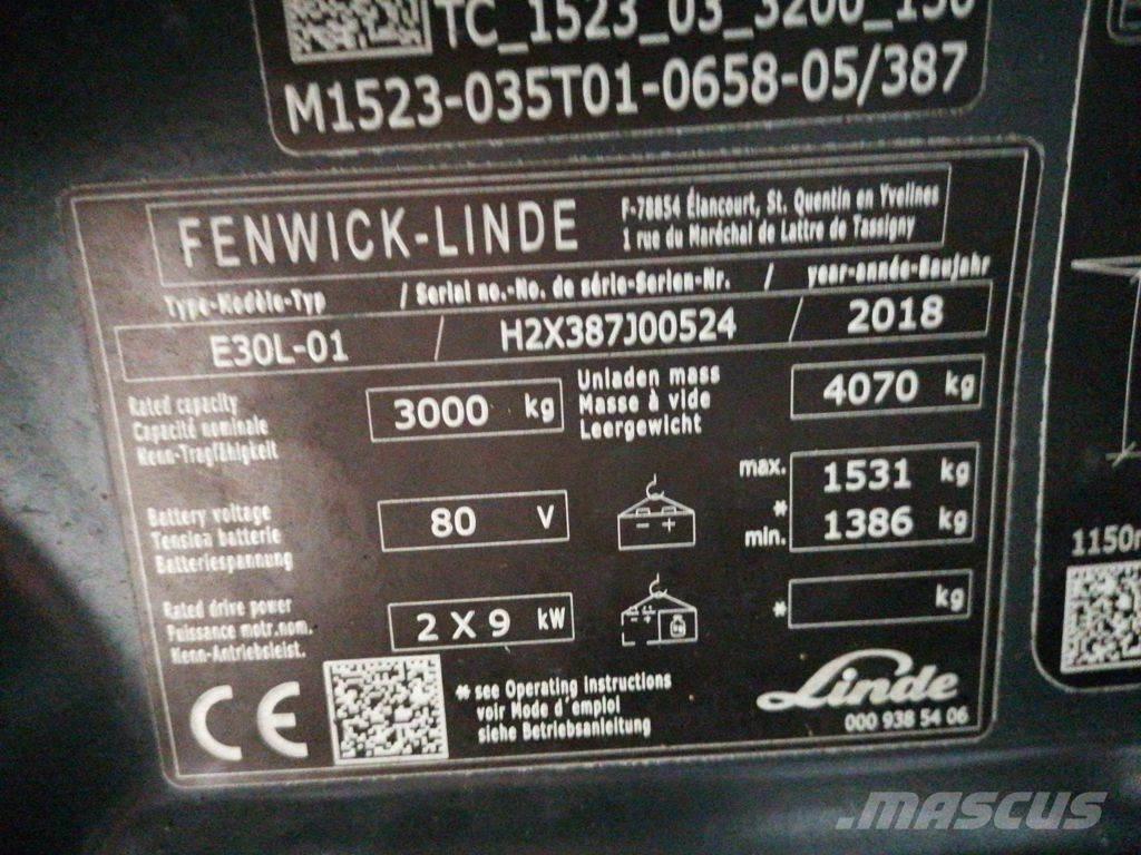 Linde E30L-01 شاحنات ذات رافعات شوكية تعمل بالكهرباء