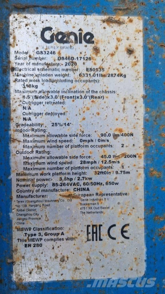 Genie GS 3246 رافعات مقصية الشكل