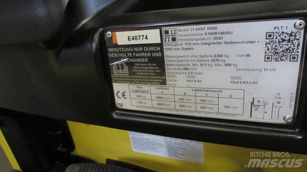 Hyster J1.6XNT MWB شاحنات ذات رافعات شوكية تعمل بالكهرباء