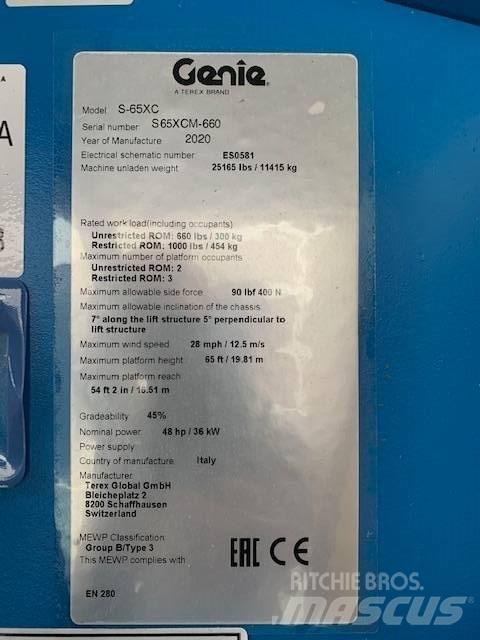 Genie S 65 XC رافعات سلة تلسكوبية