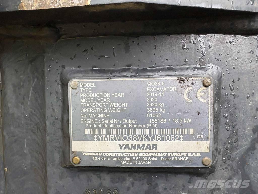 Yanmar Vio 38 حفارات صغيرة أقل من 7 طن (حفارات صغيرة)