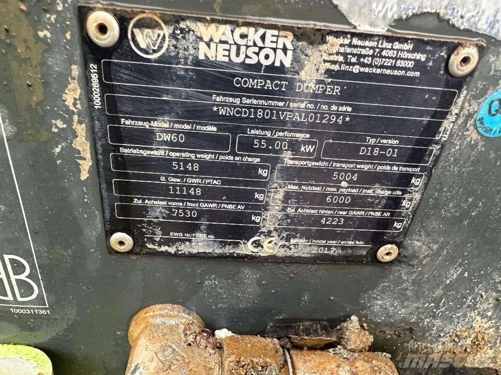 Wacker Neuson Dw60 عربات نقل قلابة للمواقع