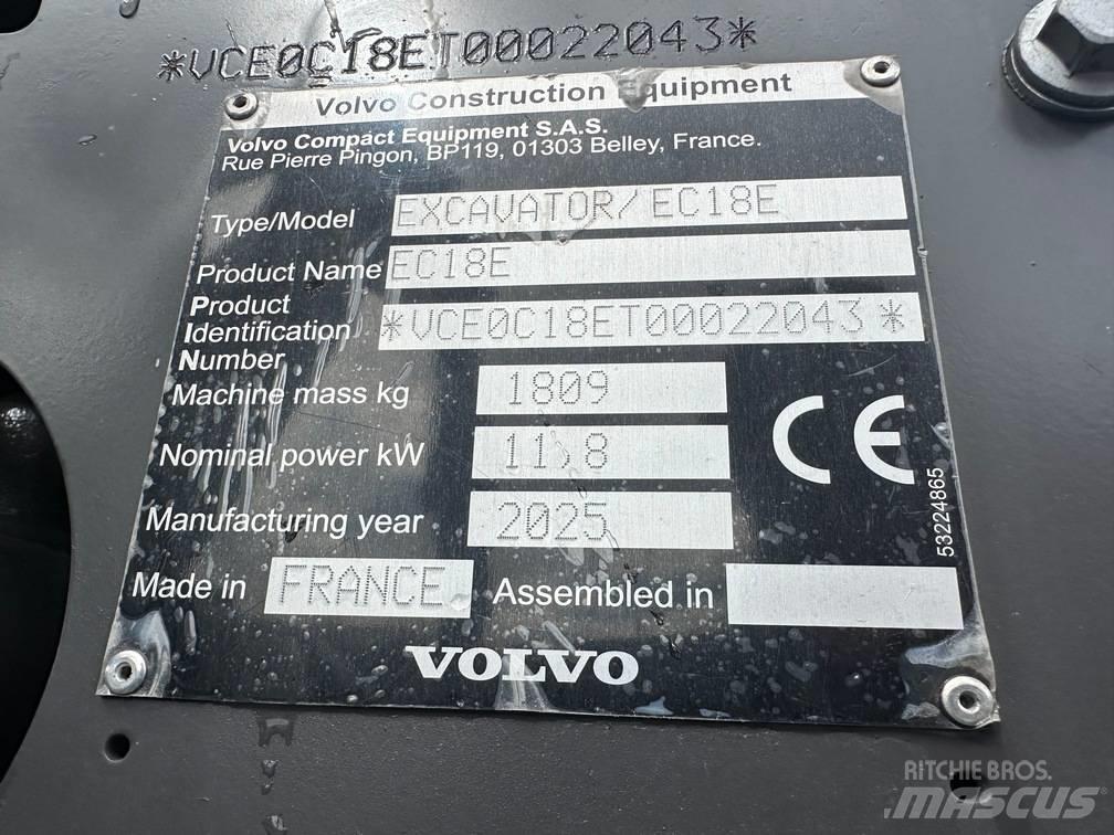 Volvo EC 18 E حفارات صغيرة أقل من 7 طن (حفارات صغيرة)