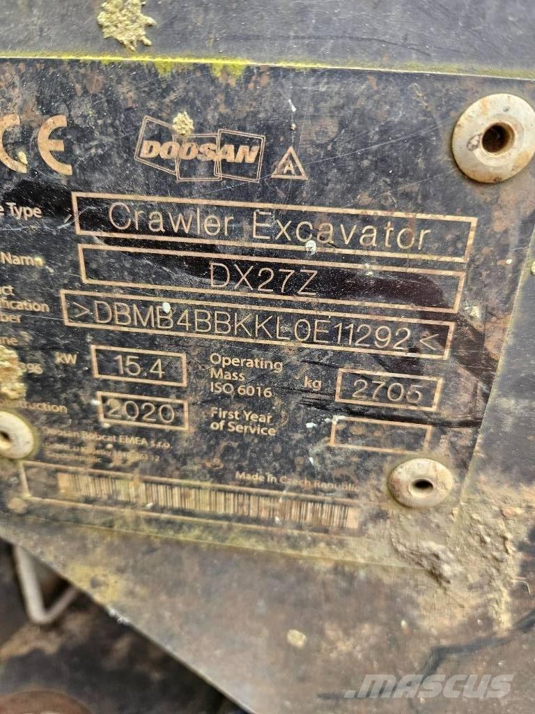 Doosan DX 27 Z حفارات صغيرة أقل من 7 طن (حفارات صغيرة)