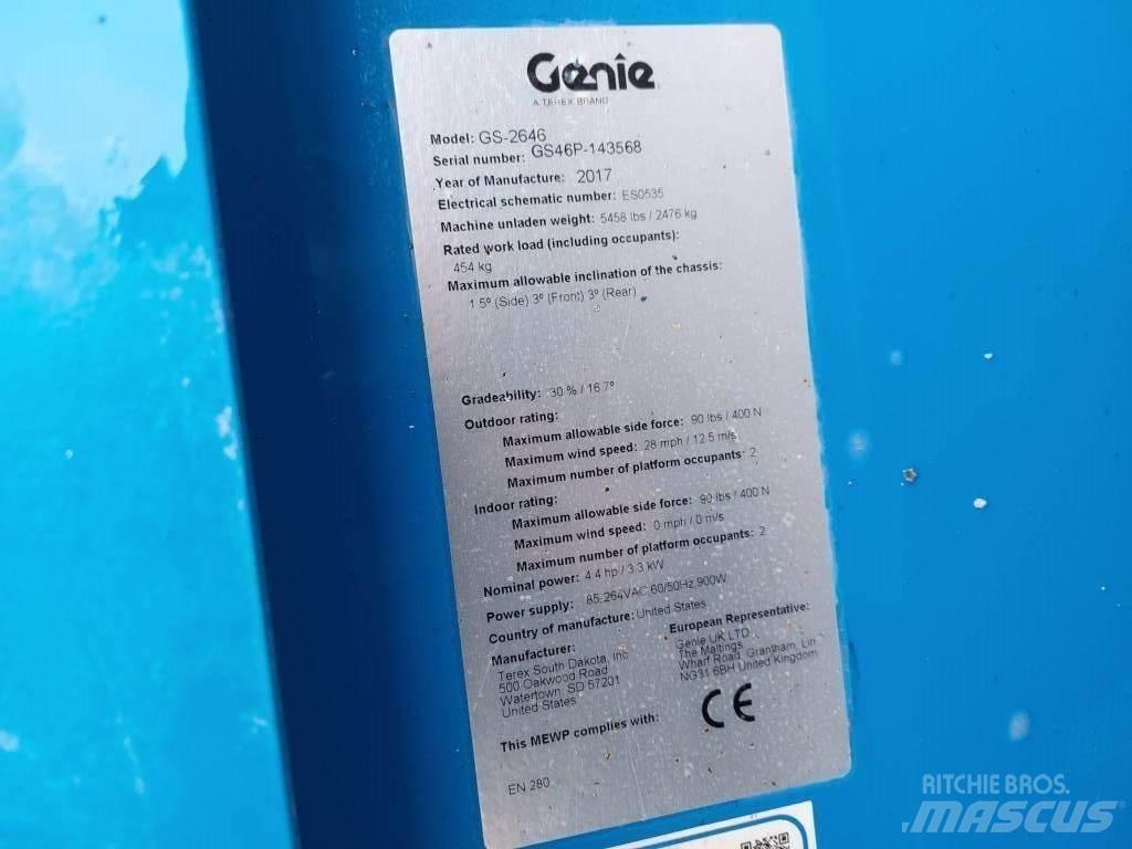 Genie GS 2646 رافعات مقصية الشكل