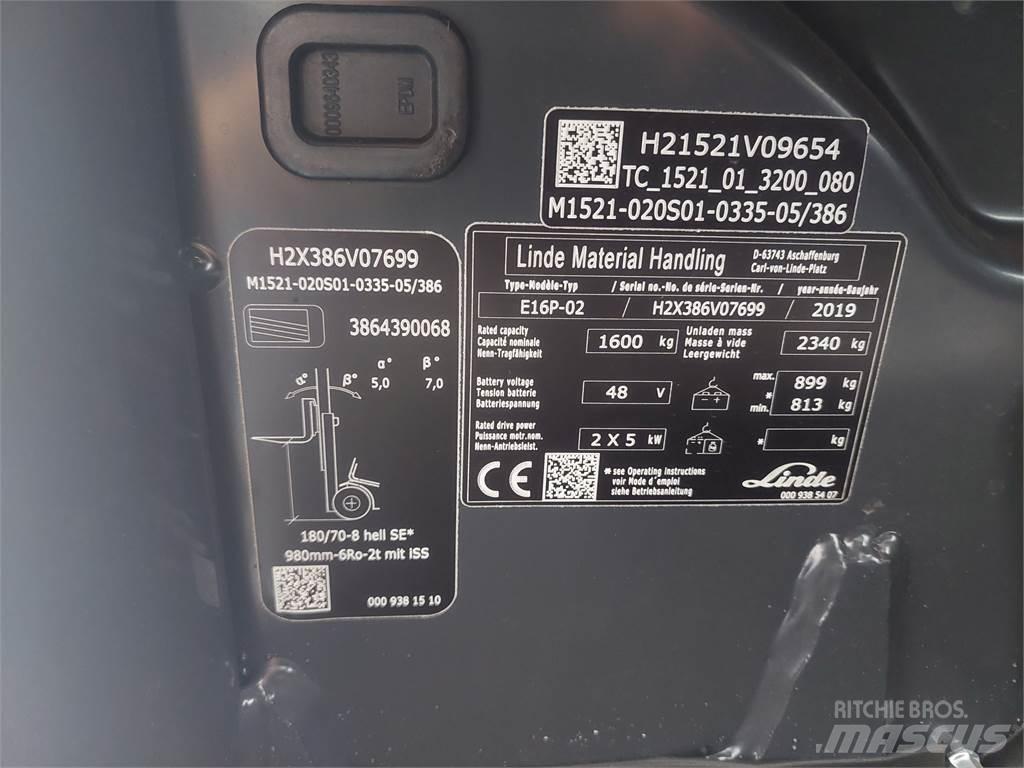 Linde E16P 02 شاحنات ذات رافعات شوكية تعمل بالكهرباء