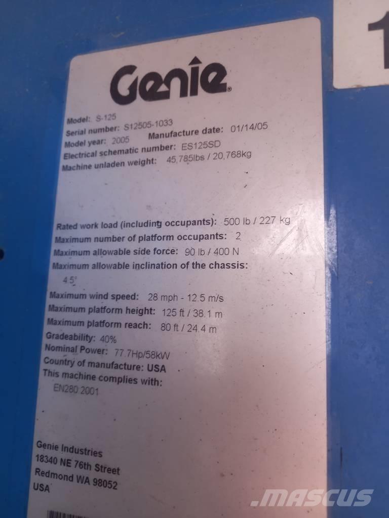 Genie S 125 رافعات سلة تلسكوبية