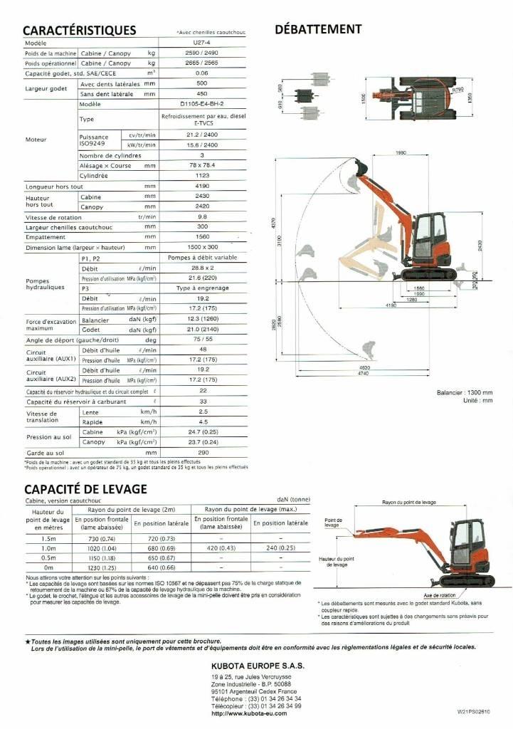 Kubota U 27-4 حفارات صغيرة أقل من 7 طن (حفارات صغيرة)