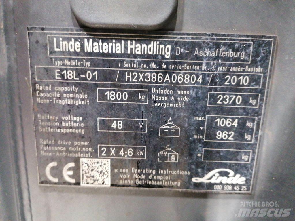 Linde E18L-01 شاحنات ذات رافعات شوكية تعمل بالكهرباء