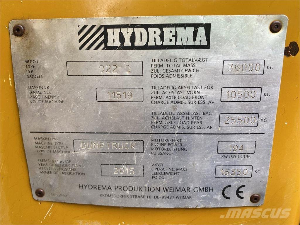 Hydrema 922D عربات نقل قلابة للمواقع