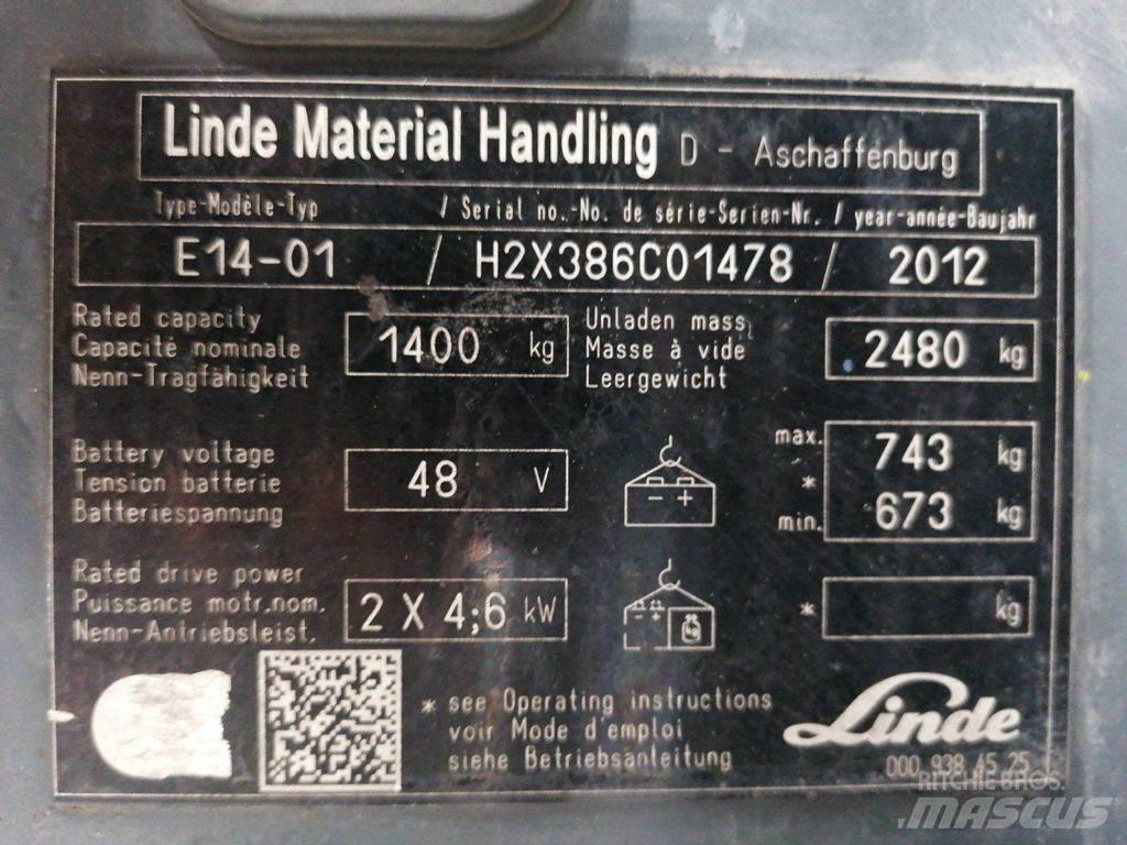 Linde E14-01 شاحنات ذات رافعات شوكية تعمل بالكهرباء
