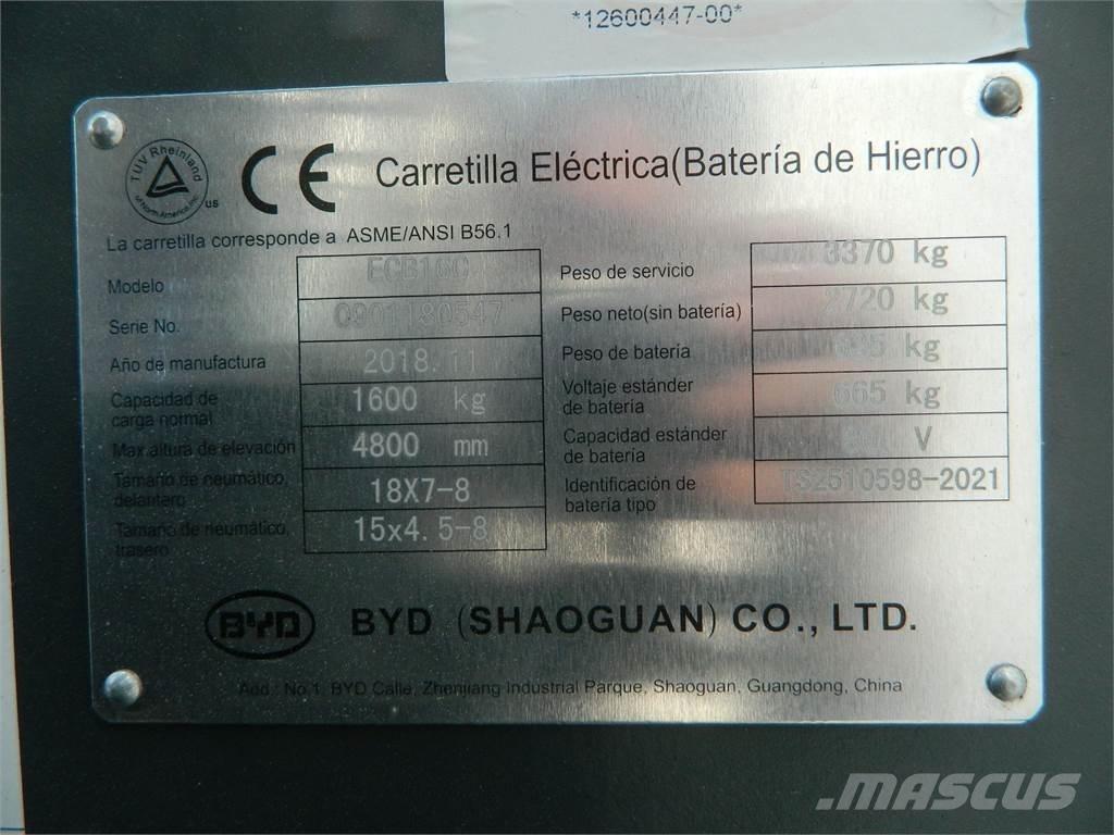 BYD ECB16C شاحنات ذات رافعات شوكية تعمل بالكهرباء