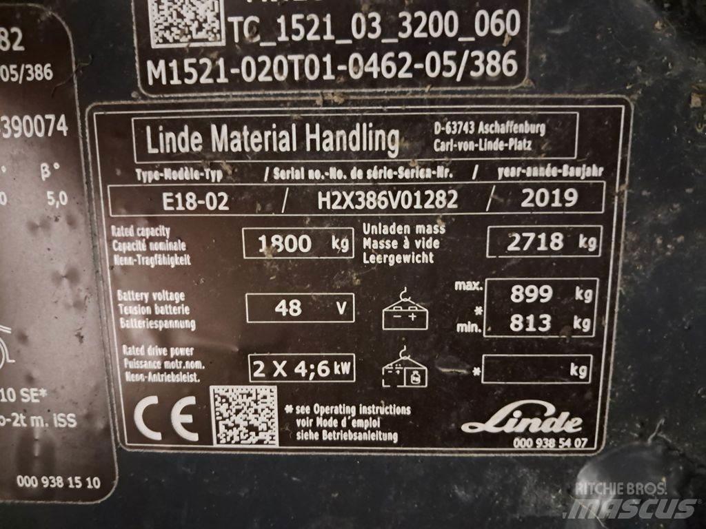 Linde E18-02 شاحنات ذات رافعات شوكية تعمل بالكهرباء