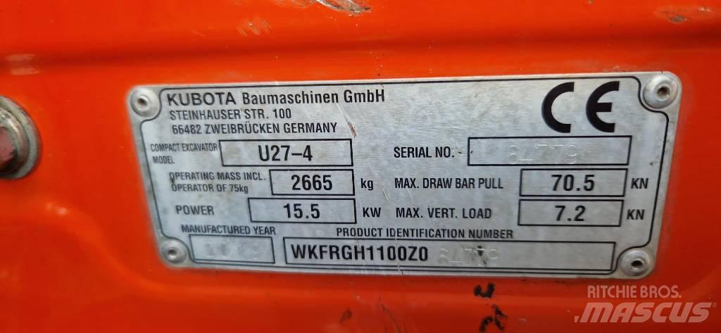 Kubota U 27-4 حفارات صغيرة أقل من 7 طن (حفارات صغيرة)