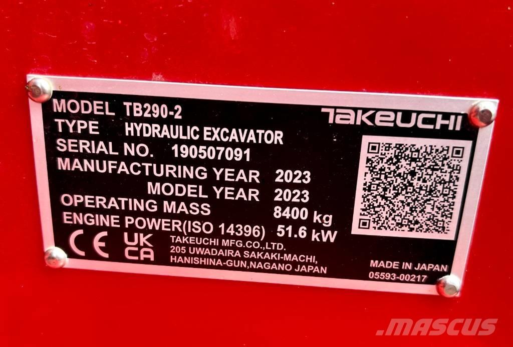 Takeuchi TB 290-2 CV حفارات وسط 7 طن - 12 طن
