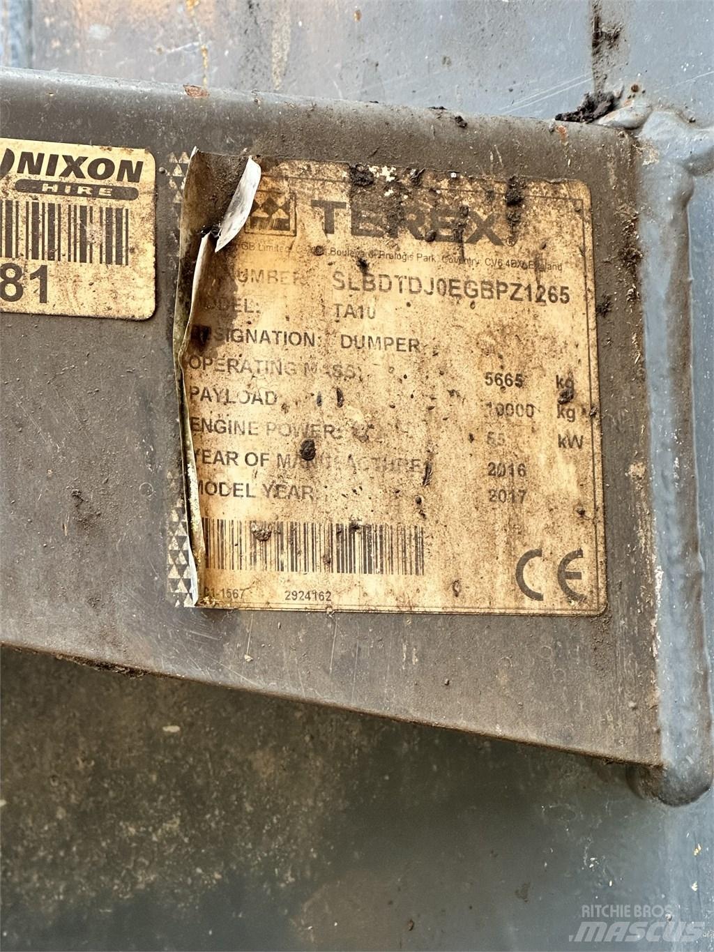 Terex TA10 عربات نقل قلابة للمواقع
