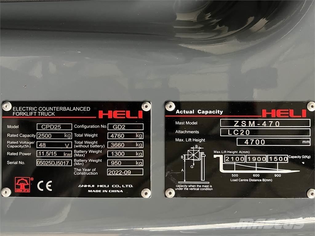 Heli CPD25 GD2 / NEU شاحنات ذات رافعات شوكية تعمل بالكهرباء