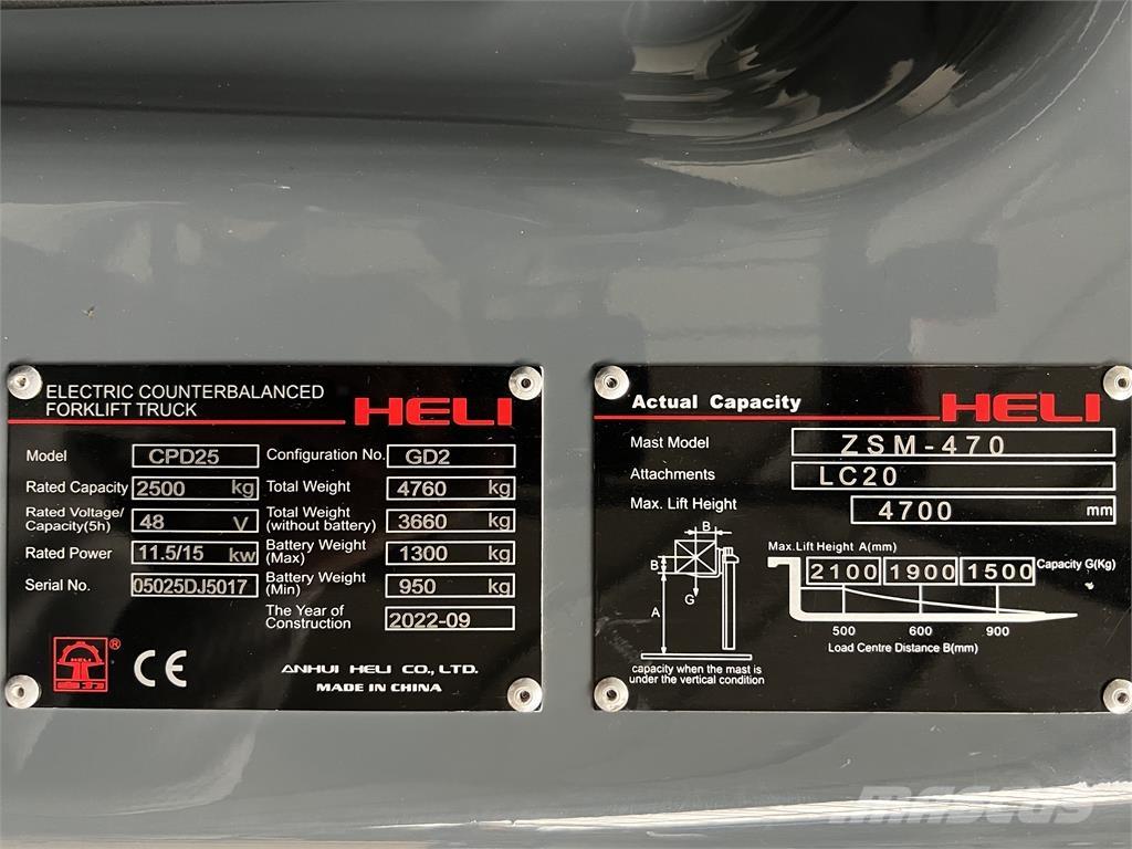 Heli CPD25 GD2 / NEU شاحنات ذات رافعات شوكية تعمل بالكهرباء