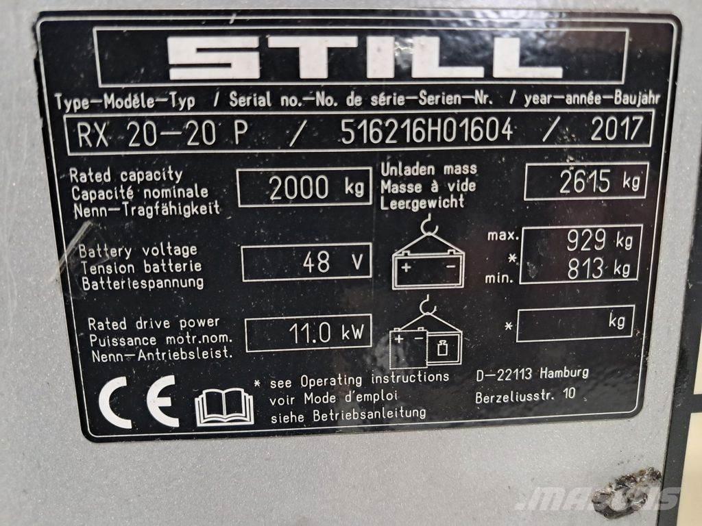 Still RX 20-20 P شاحنات ذات رافعات شوكية تعمل بالكهرباء