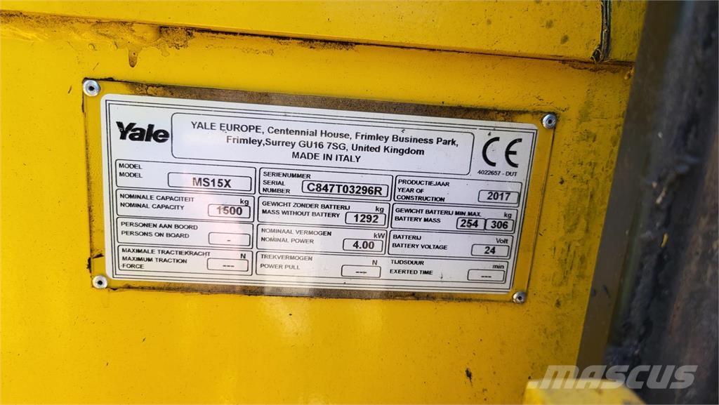 Yale MS15X 2017 شاحنات مناولة ذاتية الدفع