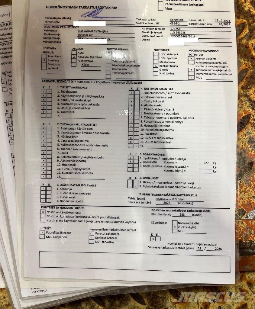 JLG 2630 ES رافعات مقصية الشكل