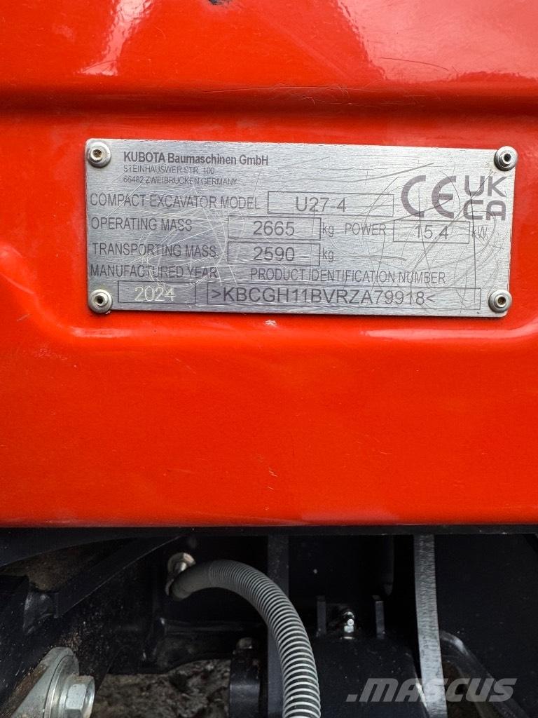 Kubota U 27-4 حفارات صغيرة أقل من 7 طن (حفارات صغيرة)