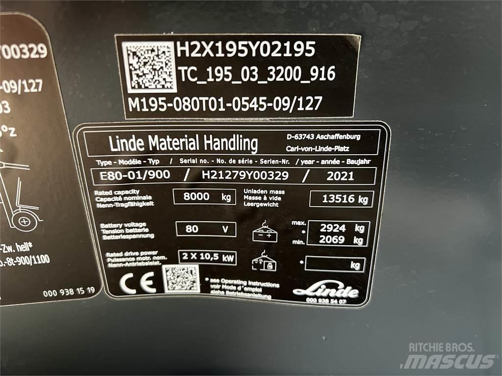 Linde E80/900 شاحنات ذات رافعات شوكية تعمل بالكهرباء