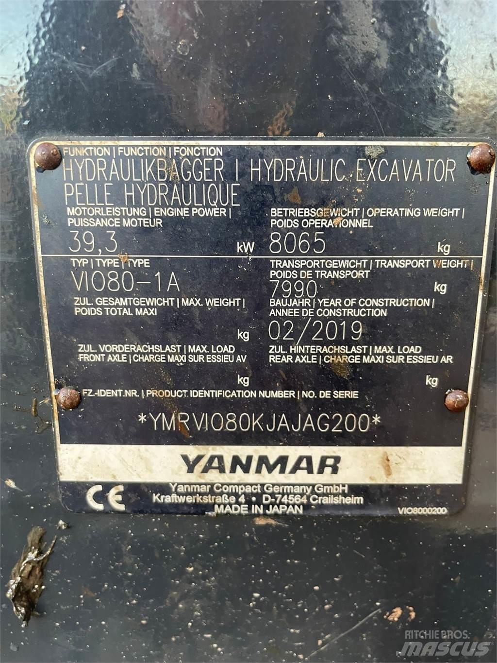 Yanmar Vio 80-1A حفارات صغيرة أقل من 7 طن (حفارات صغيرة)