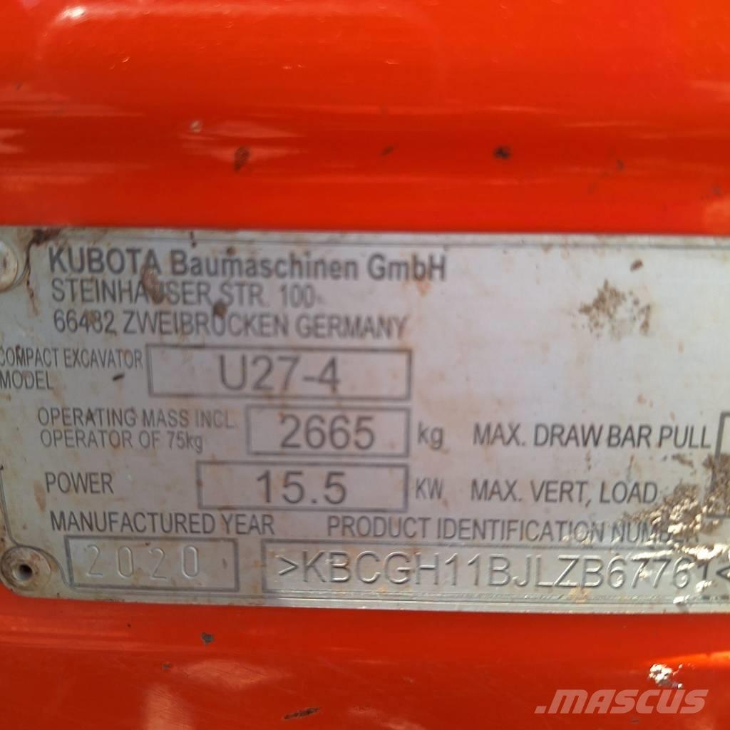 Kubota U 27-4 حفارات صغيرة أقل من 7 طن (حفارات صغيرة)