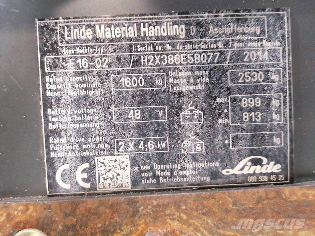 Linde E16-02 شاحنات ذات رافعات شوكية تعمل بالكهرباء