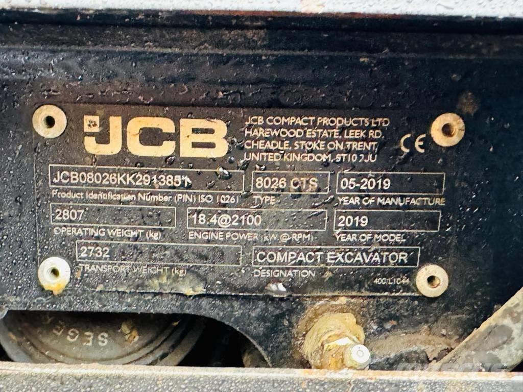 JCB 8026 CTS حفارات صغيرة أقل من 7 طن (حفارات صغيرة)