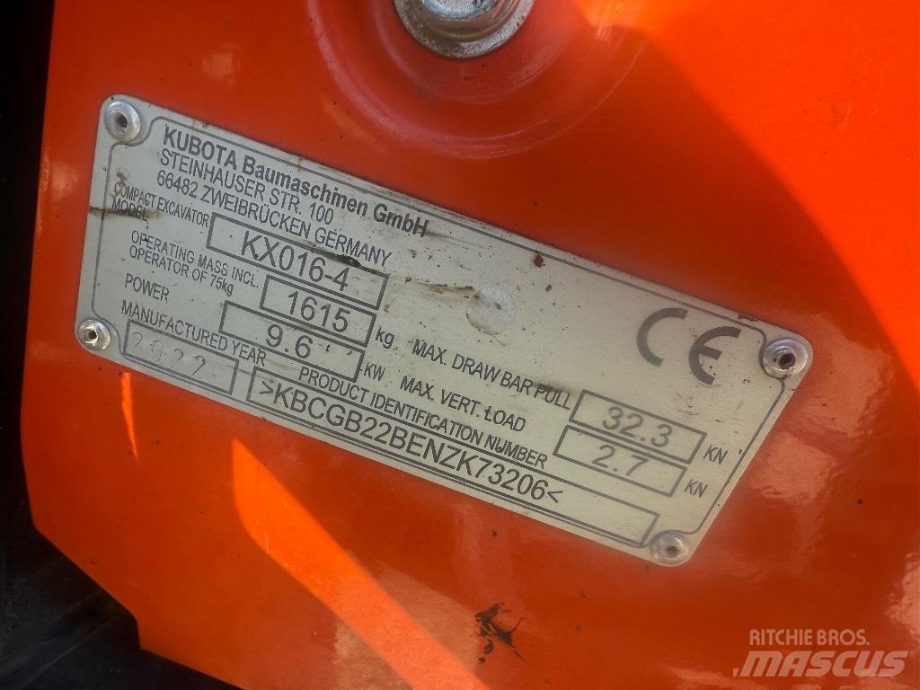 Kubota KX 016-4 حفارات صغيرة أقل من 7 طن (حفارات صغيرة)