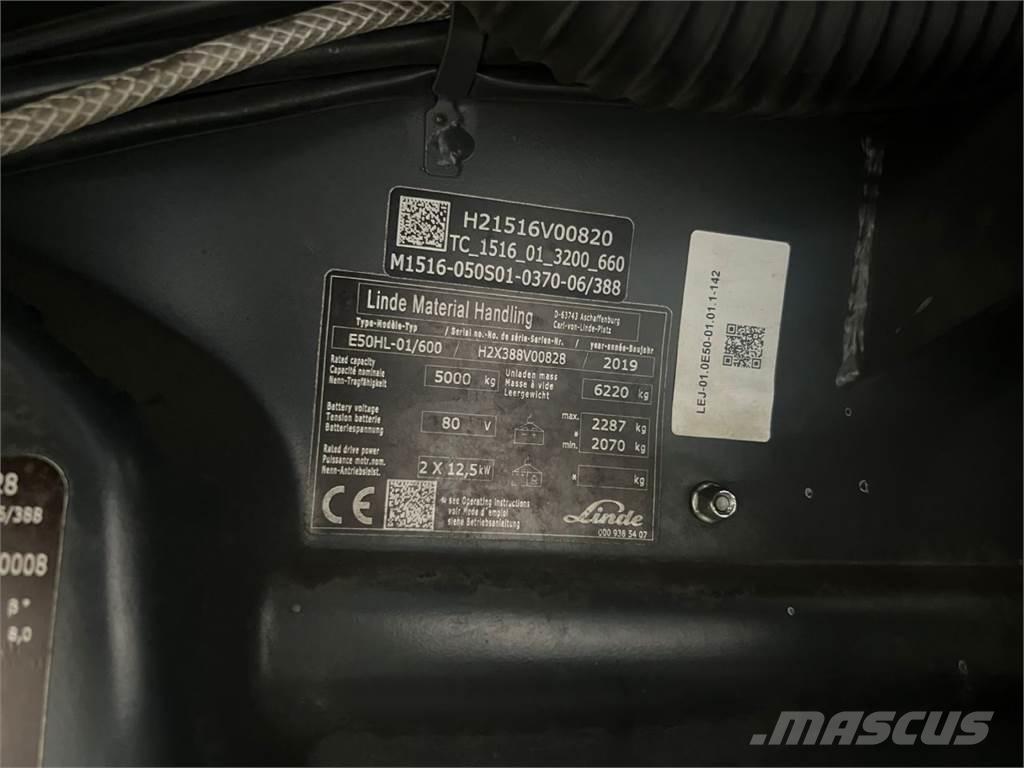 Linde E50HL-01 / 600 شاحنات ذات رافعات شوكية تعمل بالكهرباء