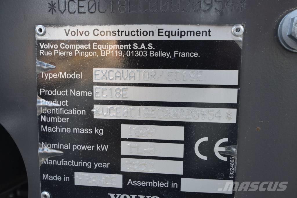Volvo EC 18 E حفارات صغيرة أقل من 7 طن (حفارات صغيرة)