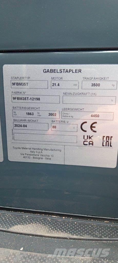 Toyota 9FBM35T شاحنات ذات رافعات شوكية تعمل بالكهرباء