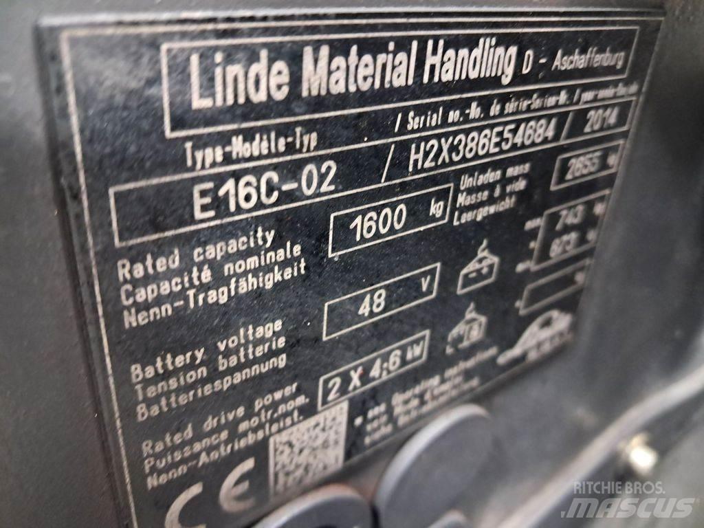 Linde E16C-02 شاحنات ذات رافعات شوكية تعمل بالكهرباء