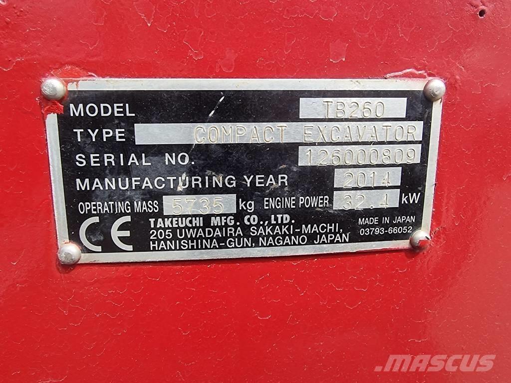 Takeuchi TB 260 حفارات صغيرة أقل من 7 طن (حفارات صغيرة)