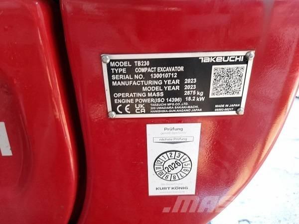 Takeuchi TB 230 حفارات صغيرة أقل من 7 طن (حفارات صغيرة)