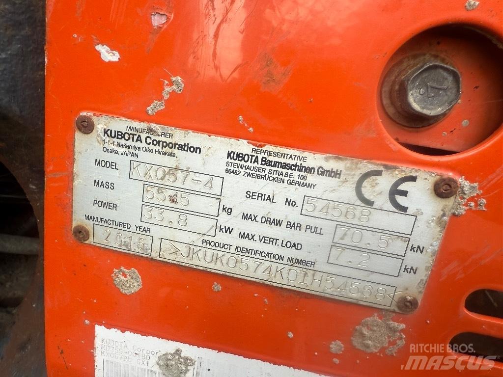 Kubota KX 057-4 حفارات صغيرة أقل من 7 طن (حفارات صغيرة)