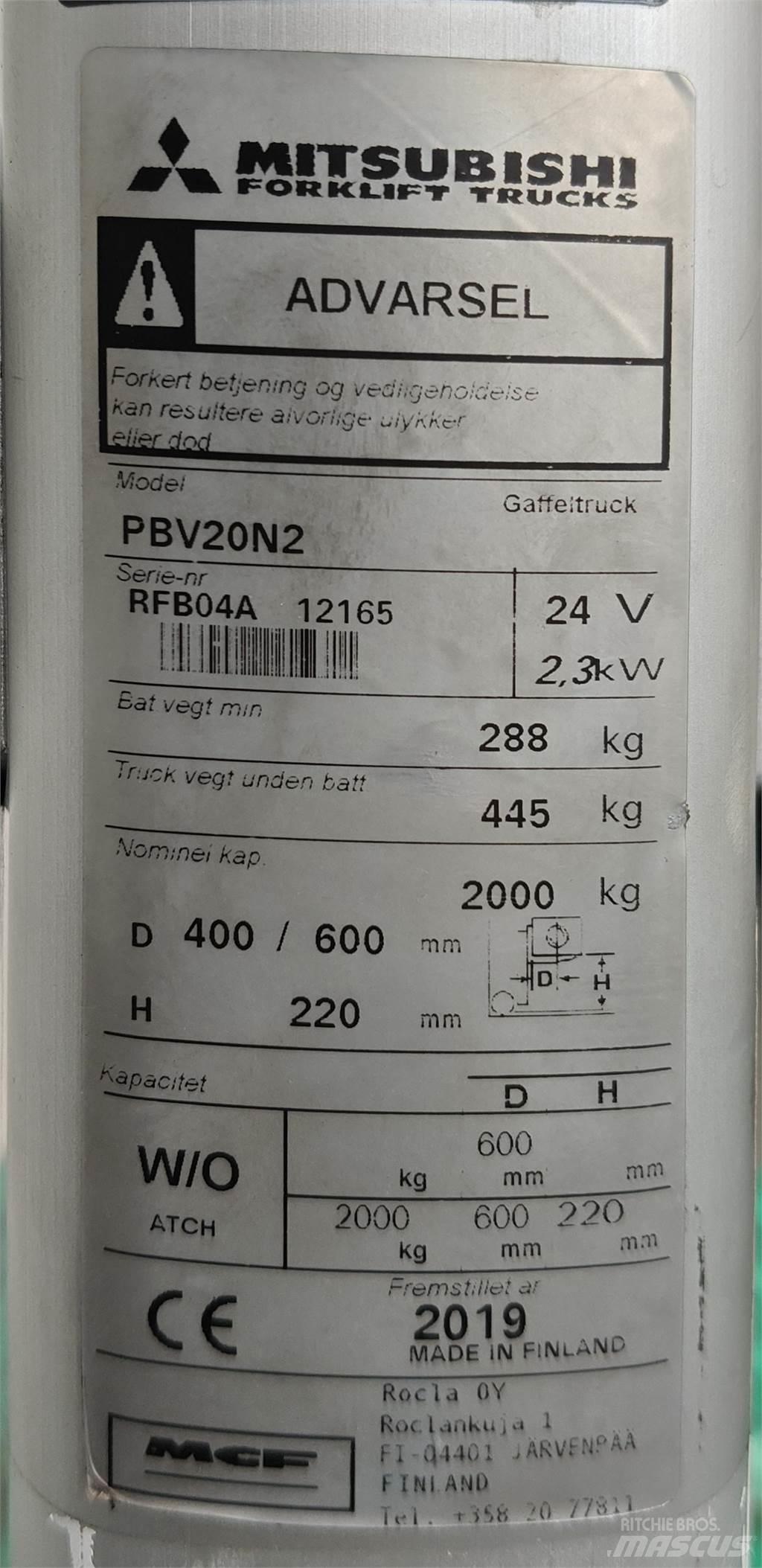 Mitsubishi PBV20N2 شاحنات ذات رافعات شوكية - أخرى