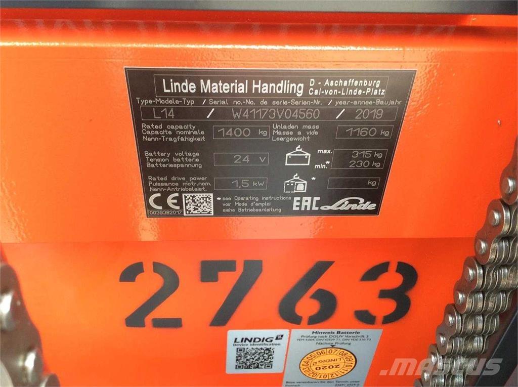 Linde L14I شاحنات مناولة ذاتية الدفع