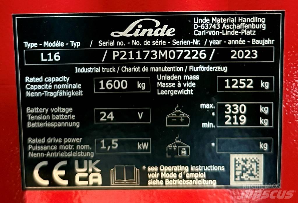 Linde L16/1173-01 معدات التكديس الجوالة