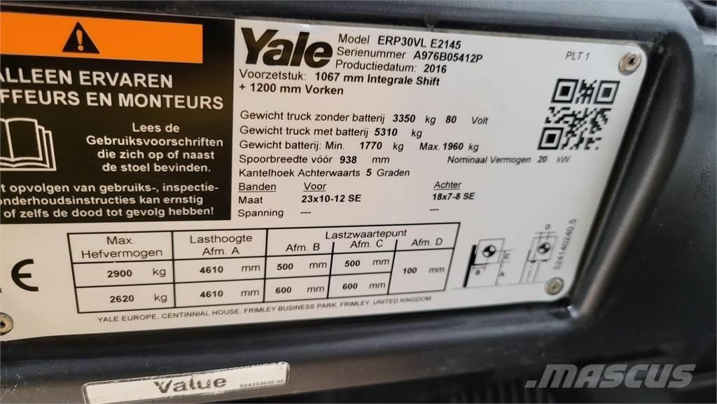 Yale ERP30VL 2016 شاحنات ذات رافعات شوكية تعمل بالكهرباء