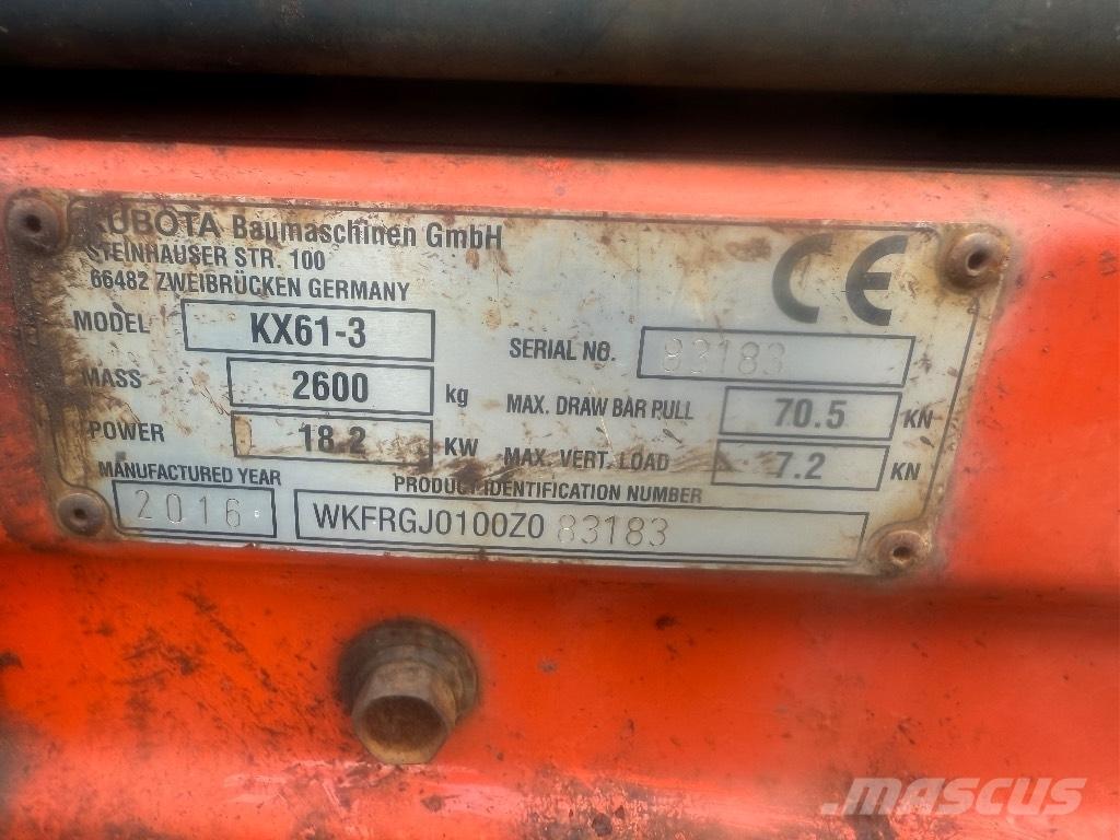Kubota KX 61-3 حفارات صغيرة أقل من 7 طن (حفارات صغيرة)