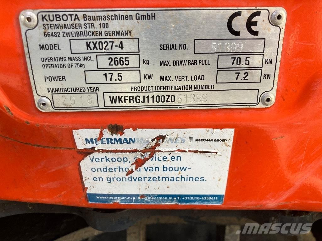 Kubota KX 027-4 حفارات صغيرة أقل من 7 طن (حفارات صغيرة)