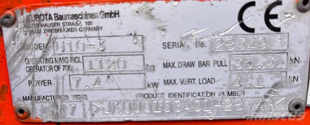 Kubota U 10-3 حفارات صغيرة أقل من 7 طن (حفارات صغيرة)