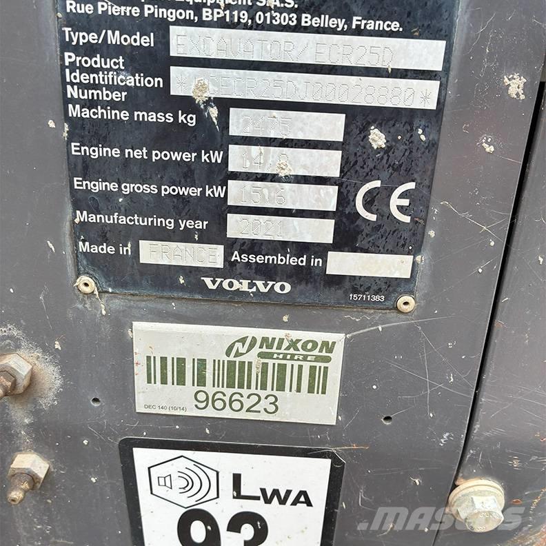 Volvo ECR25D حفارات صغيرة أقل من 7 طن (حفارات صغيرة)