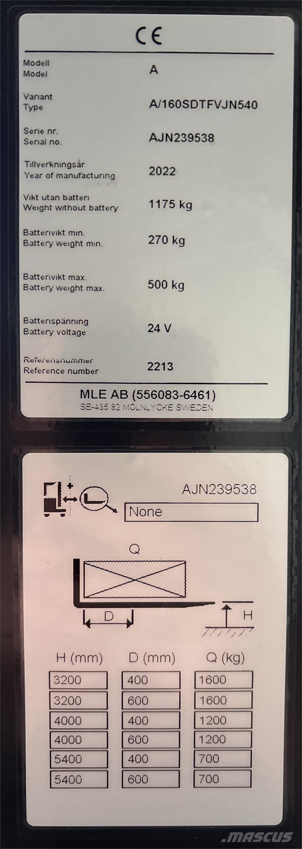 Atlet A160 شاحنات مناولة ذاتية الدفع